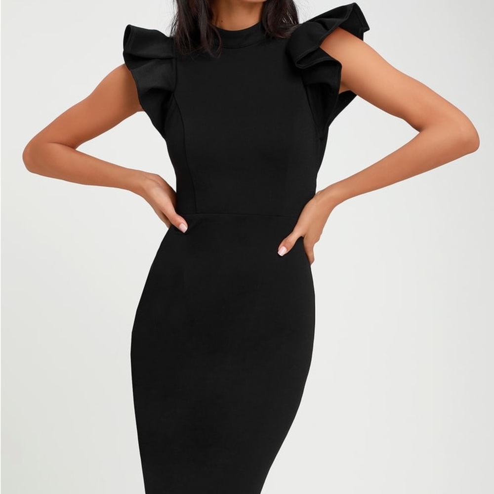 Lulus Stylish Splendor backless bodycon midi dress